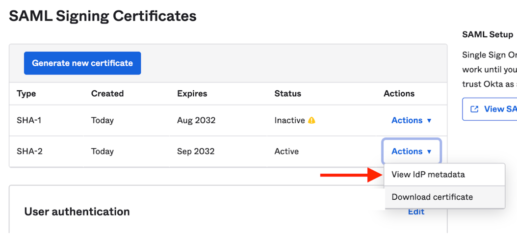 View identity provider metadata